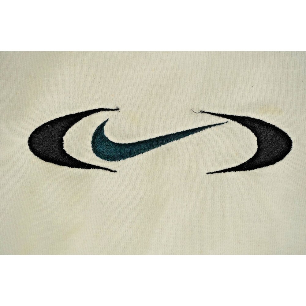 Nike Vintage Center Swoosh Logo Mens XXL White Ribbed Athletic Sweatshirt - Picture 2 of 9